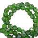 Faceted glass beads 4mm round Fairway green-pearl shine coating